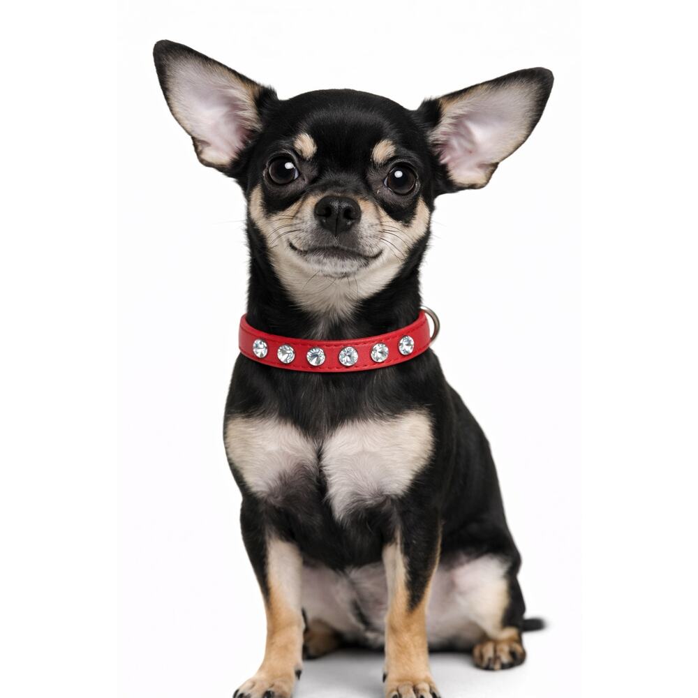 NEW Red Rhinestone Dog Collar‎ 12” Adjustable Small Pet Collar Bling